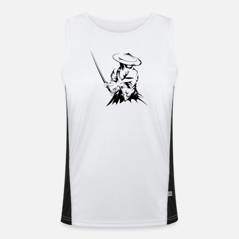 samurai sword fighter present geschenk art work Funktionelles Kontrast-Tank Top für Männer 