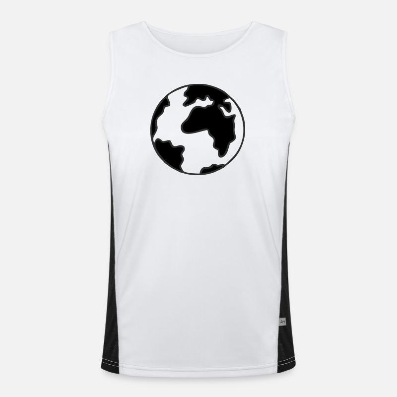 Minimalist World Map Graphic - Men's Functional Contrast Tank Top  - white/black