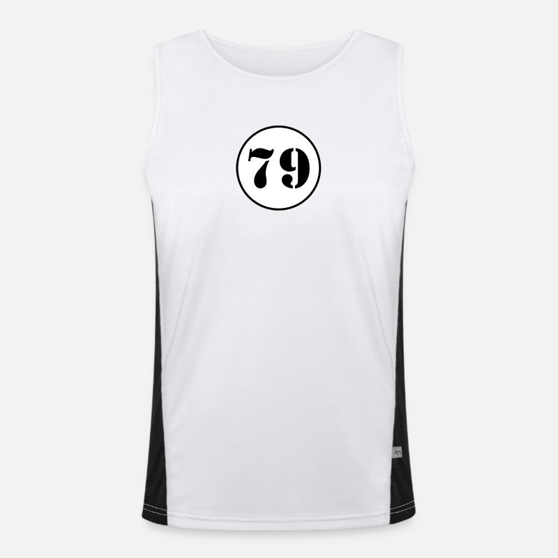 NUMMER 79 Neunundsiebzig Geburtstag Geschenk Funktionelles Kontrast-Tank Top für Männer 