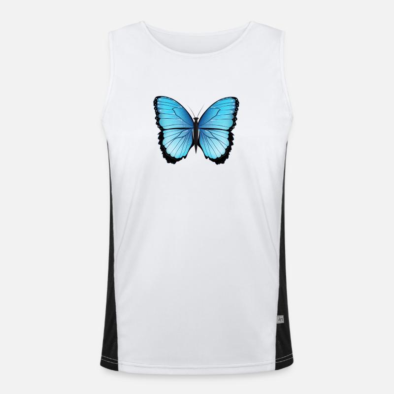 papillon bleu dessiné à la main et coloré Débardeur respirant contrasté Homme 