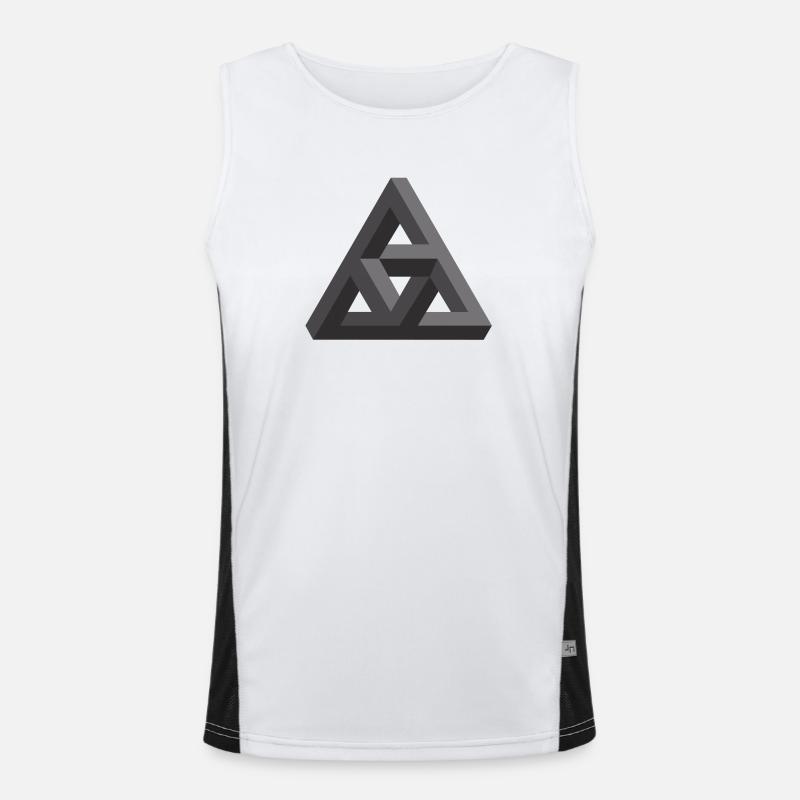 Abstract Geometry Pattern in Gray - Men's Functional Contrast Tank Top  - white/black