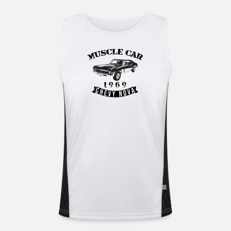 Vintage Chevy Nova Design Funktionelles Kontrast-Tank Top für Männer 