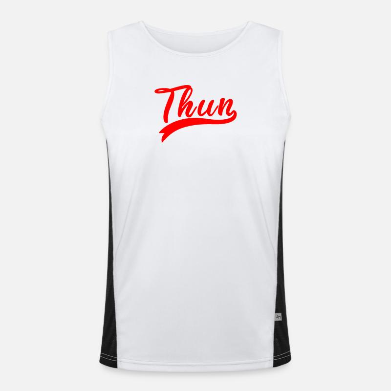 Thun Script Red Logo - Men's Functional Contrast Tank Top  - white/black