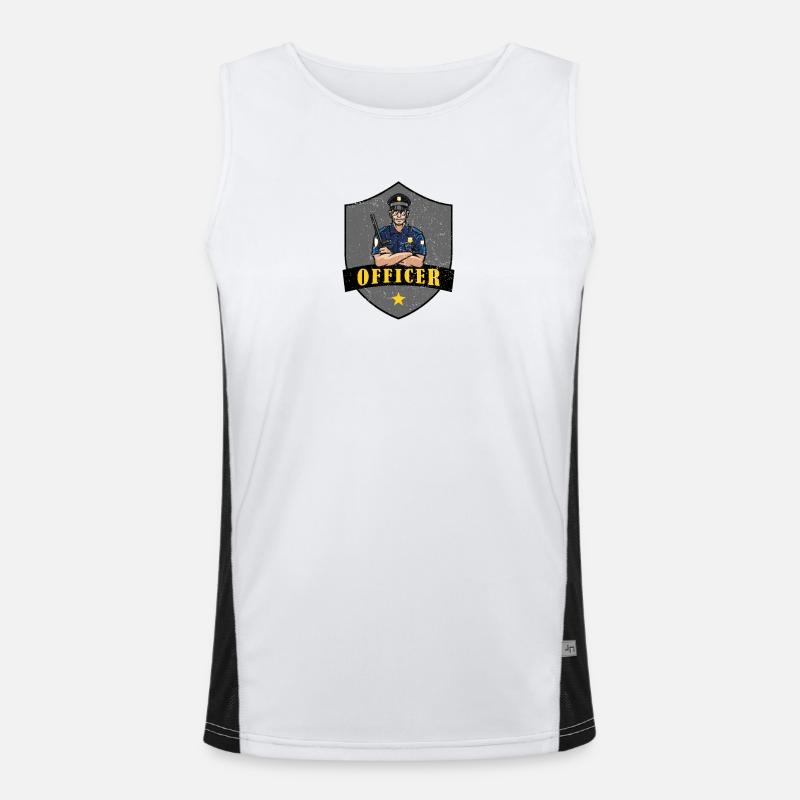 Police Officer Shield Logo Men's Functional Contrast Tank Top 