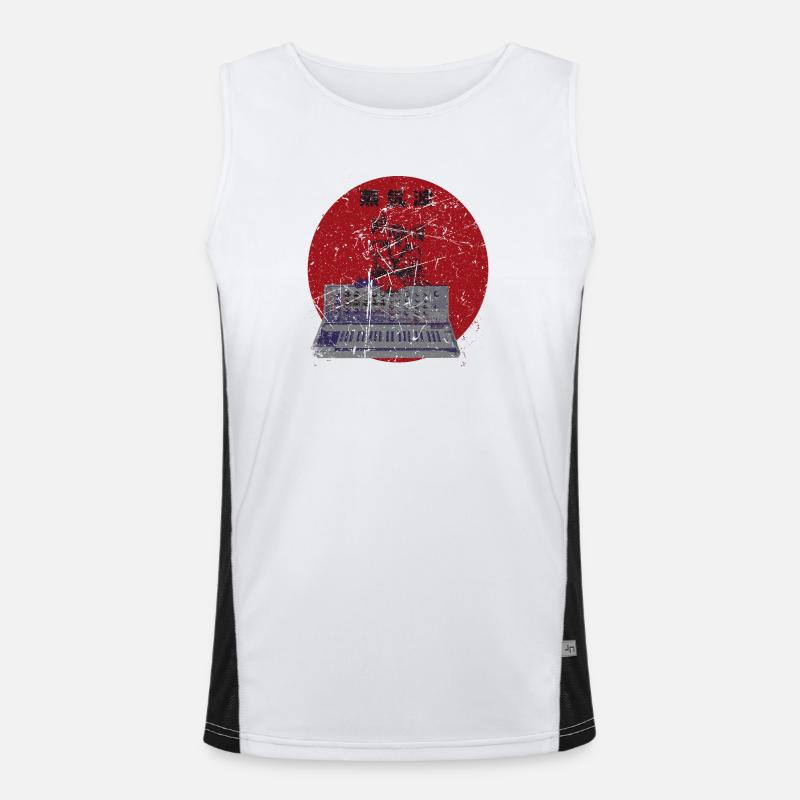 Vintage Japan Synthesizer Cat Analog Synth Retro Men's Functional Contrast Tank Top 
