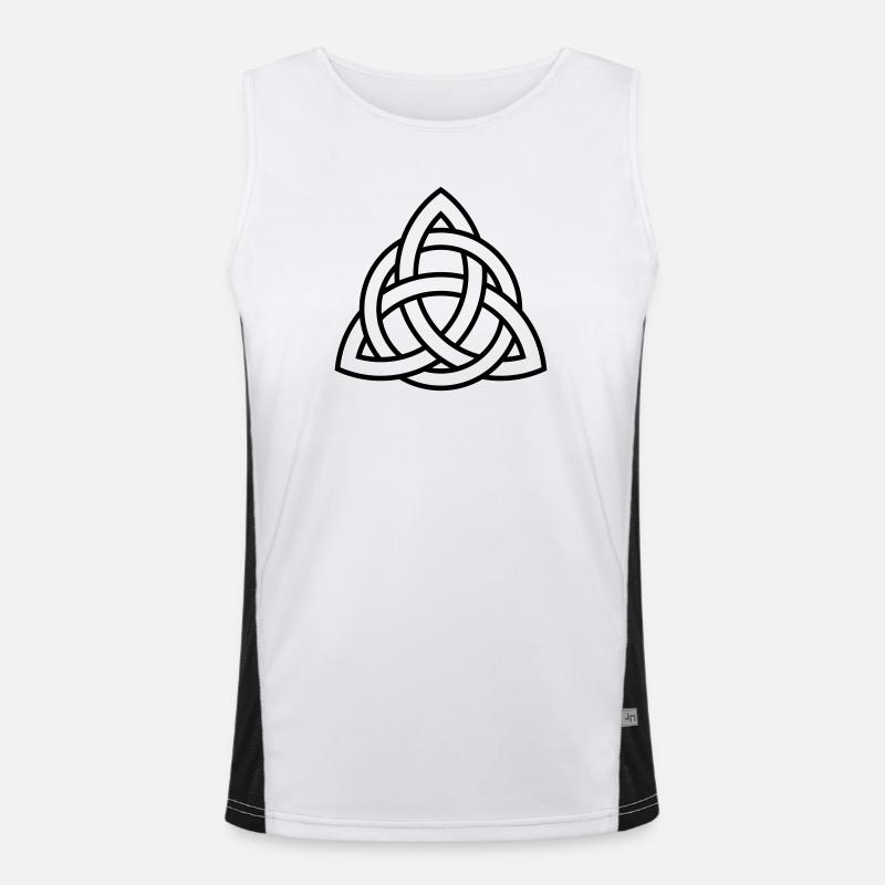 Keltisches Triqueta oder Triquetra-Symbol WEISS Funktionelles Kontrast-Tank Top für Männer 