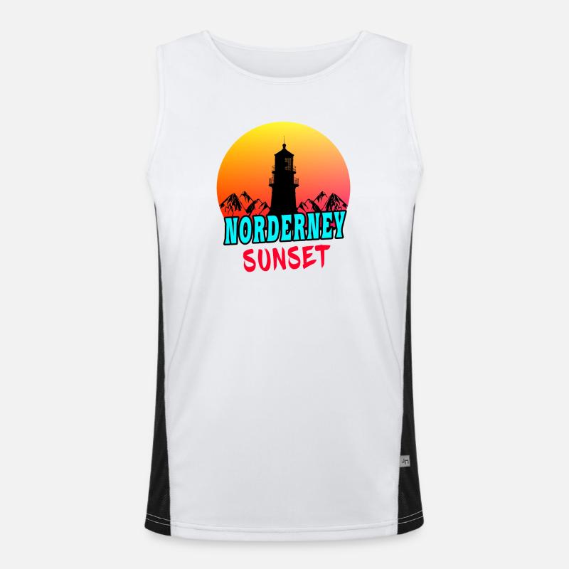 Norderney Sunset Leuchtturm Design / Geschenkidee Funktionelles Kontrast-Tank Top für Männer 
