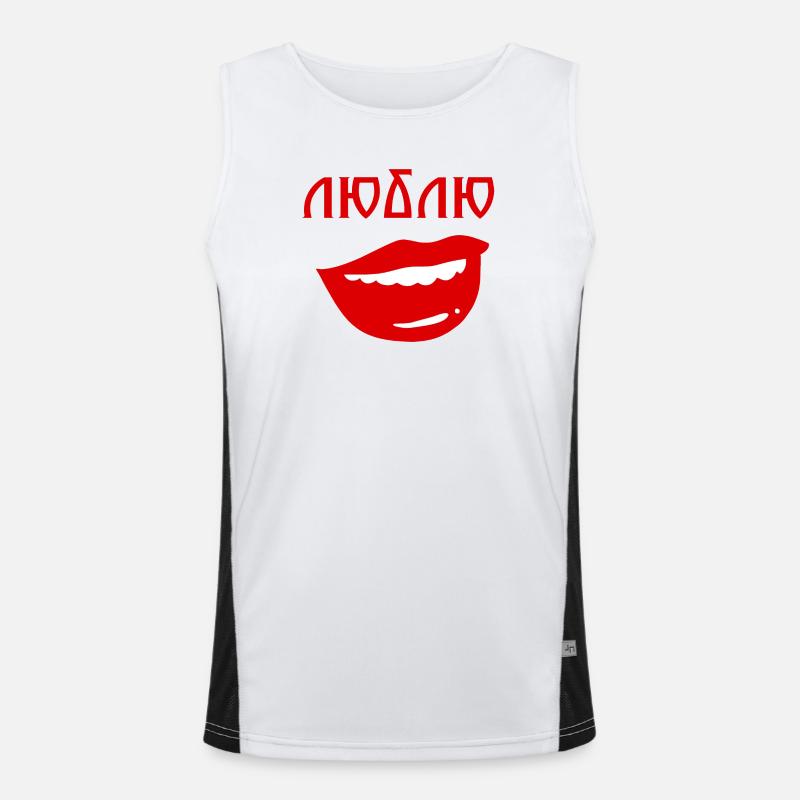 Lips with reverse text design - Men's Functional Contrast Tank Top  - white/black