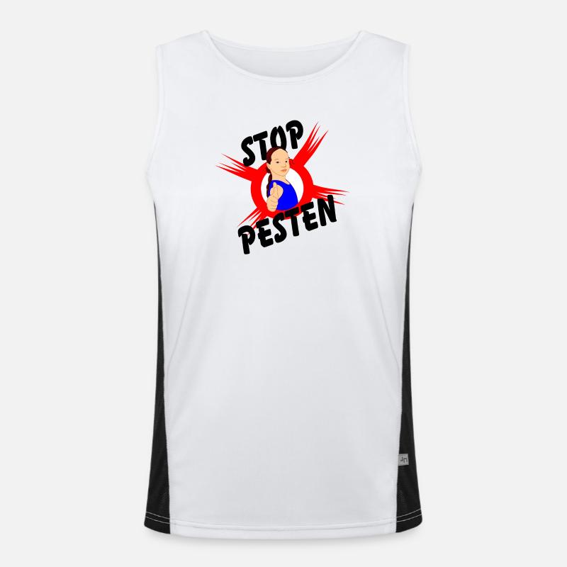 Stoppen Sie Mobbing Logo-Text STOP MOBBING' Funktionelles Kontrast-Tank Top für Männer 