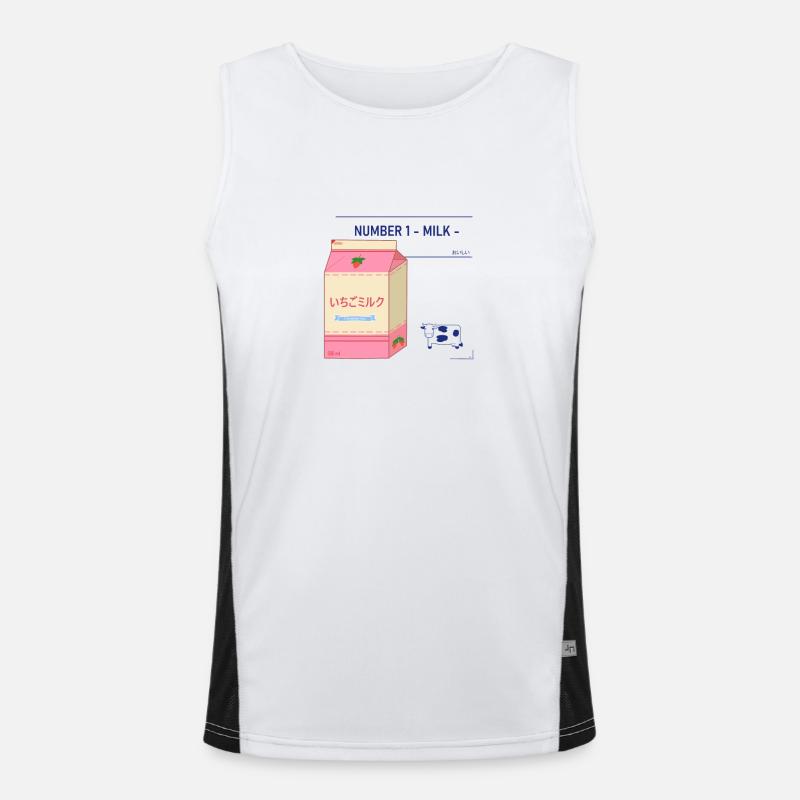 Japanisches Erdbeermilch-Ziegel-Design Funktionelles Kontrast-Tank Top für Männer 