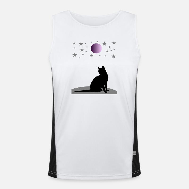 Ciel étoilé avec lune et chat Débardeur respirant contrasté Homme 