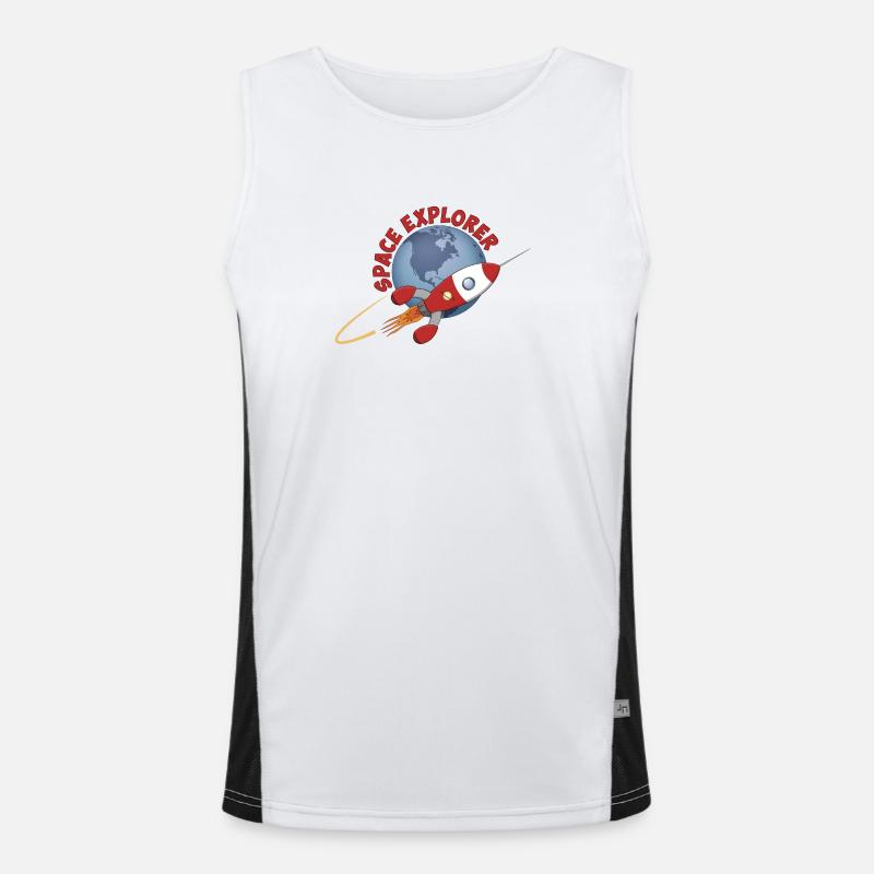 Space explorer, the rocket and earth. Men's Functional Contrast Tank Top 