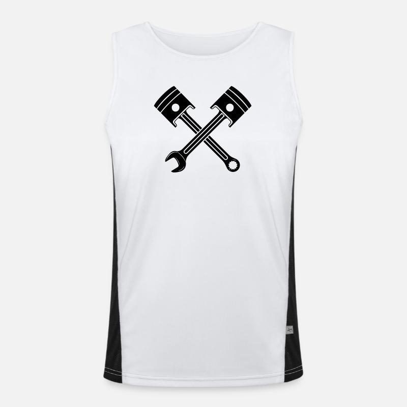 Engine piston key crossed Men's Functional Contrast Tank Top 