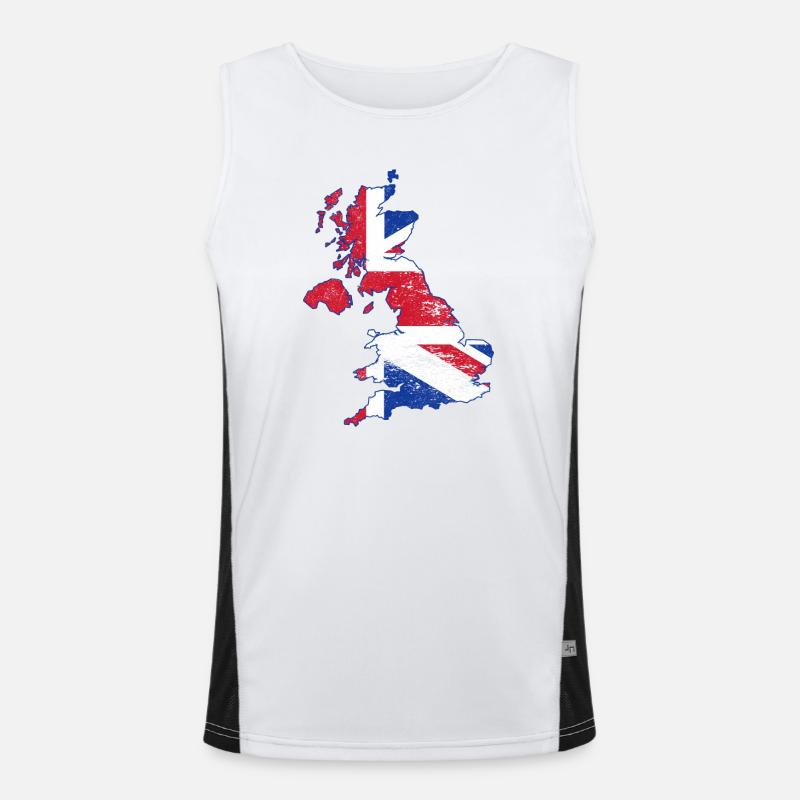 Superposition d’illustration de carte Union Jack UK Débardeur respirant contrasté Homme 
