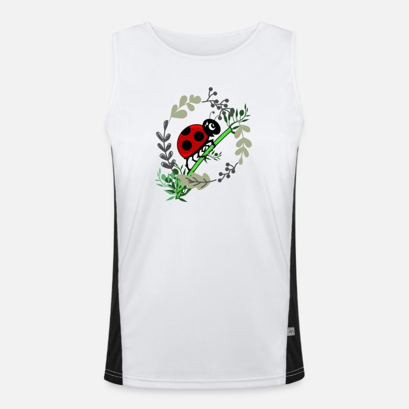 Marienkäfer Botanik Comicstyle Funktionelles Kontrast-Tank Top für Männer 
