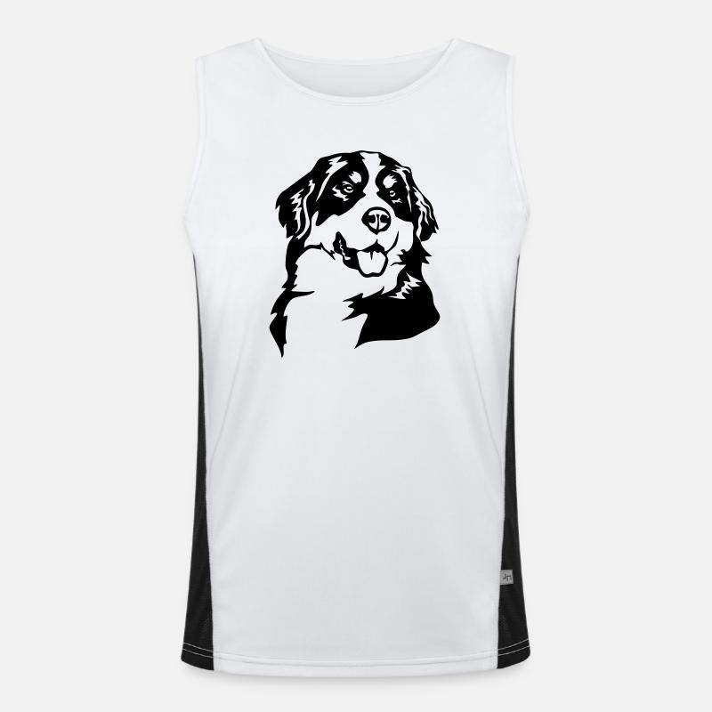 Bernese Mountain Dog head - Men's Functional Contrast Tank Top  - white/black