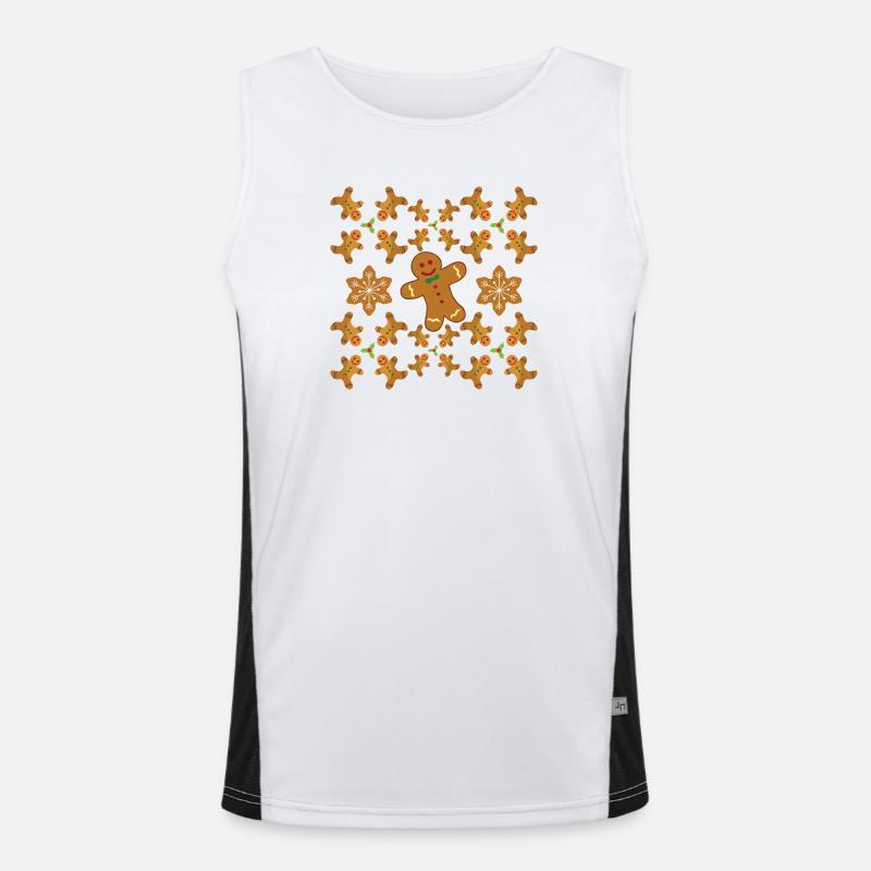 Lebkuchen Muster Lebkuchenmänner und Sterne Funktionelles Kontrast-Tank Top für Männer 