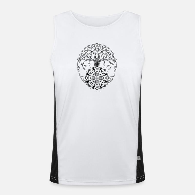 Keltisk livstre - Funksjonell kontrast-singlet for menn  - hvit/svart