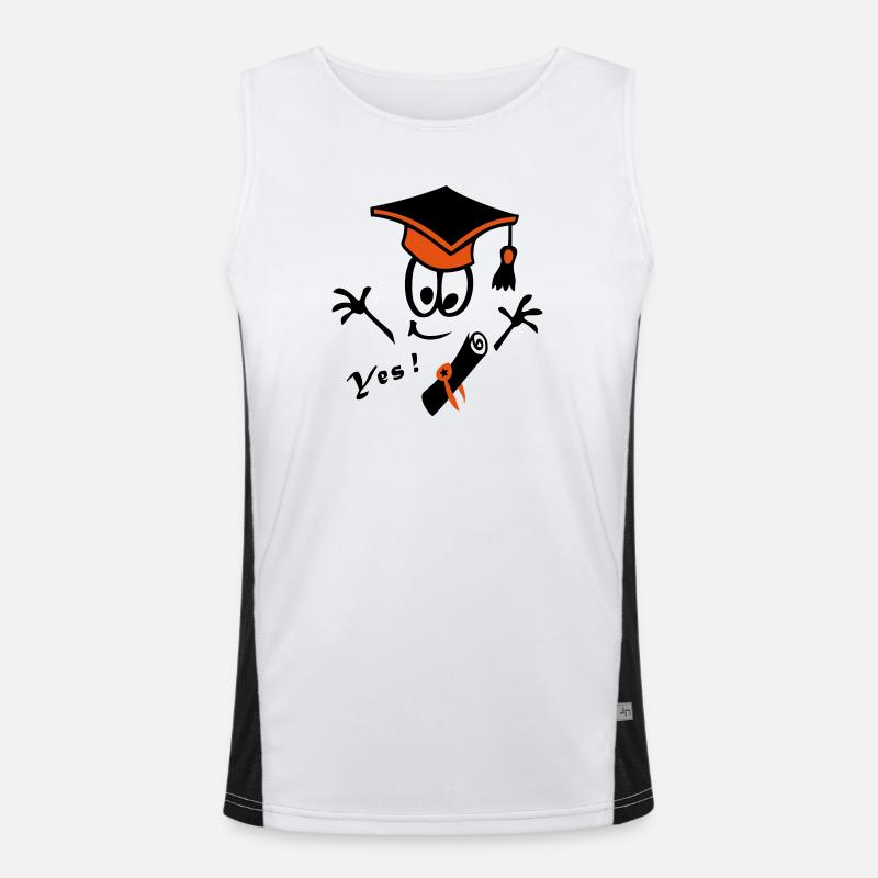 Doktorhut Studium Schule Comic Yes Funktionelles Kontrast-Tank Top für Männer 