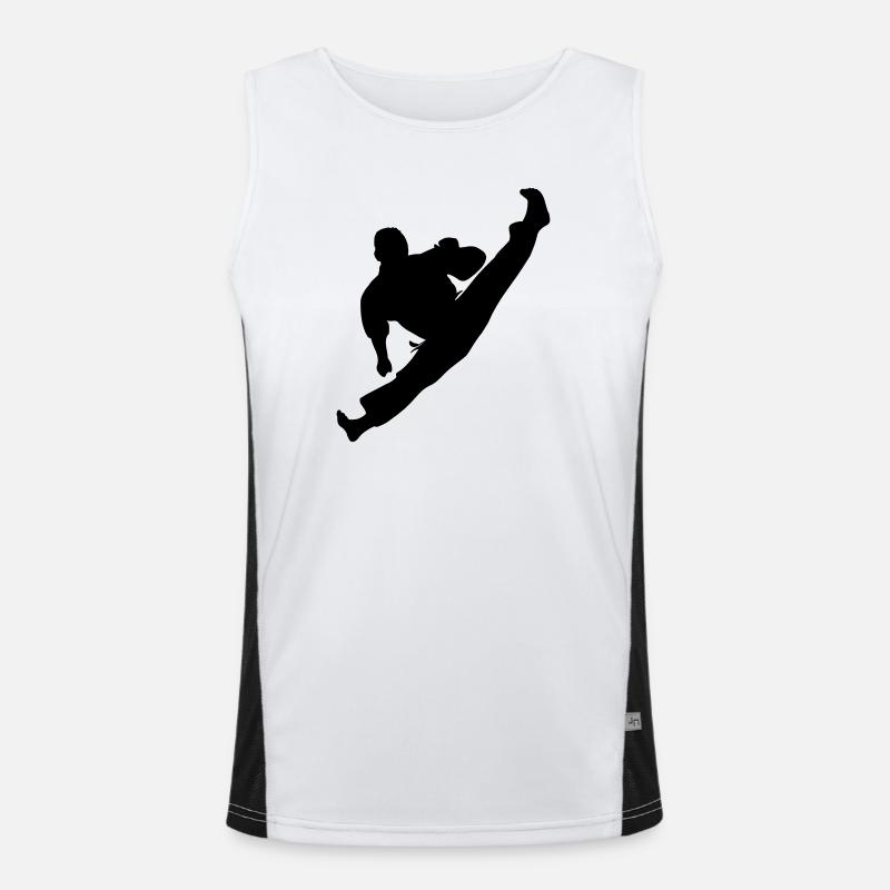 Jumpkick geri kick karaté ou teakwondo Débardeur respirant contrasté Homme 