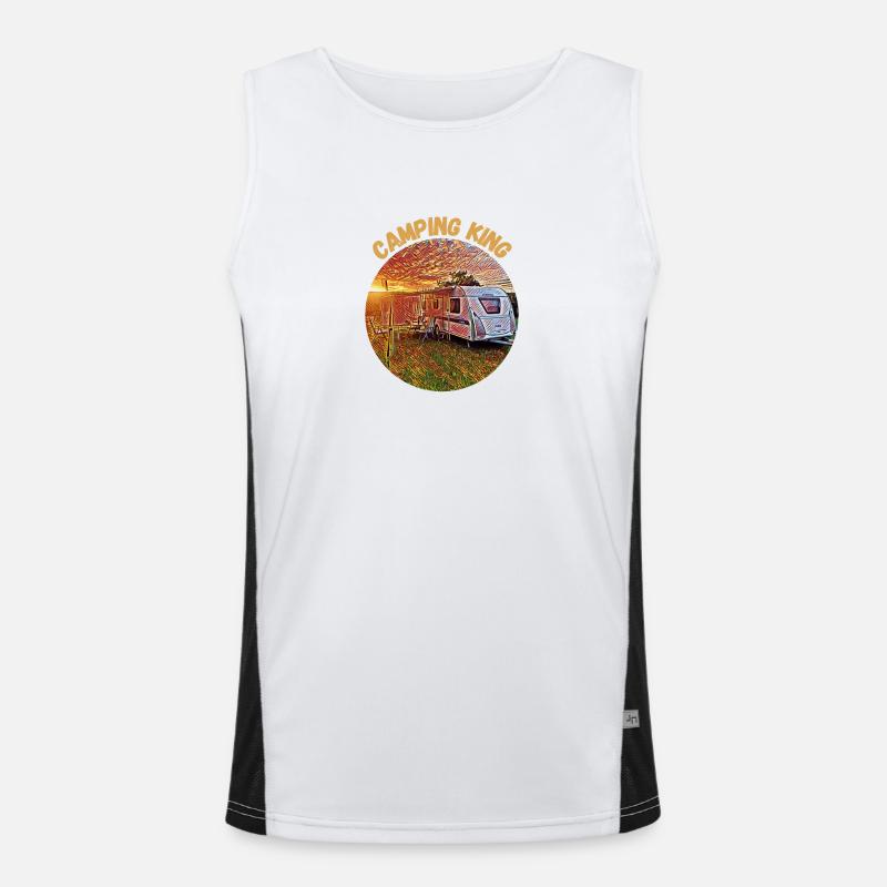 Camping King, Caravan, Design, Gift idea, - Men's Functional Contrast Tank Top  - white/black