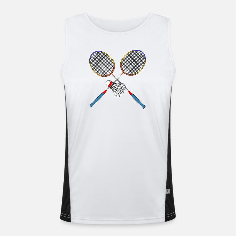 Badminton racket and shuttle Men's Functional Contrast Tank Top 