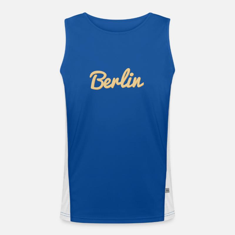 Berlin Script Vintage Wortmarke Funktionelles Kontrast-Tank Top für Männer 