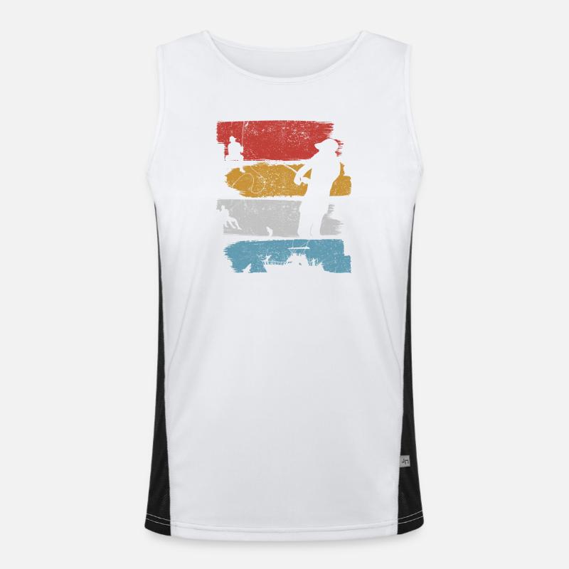 Sunset Silhouette Fischer Funktionelles Kontrast-Tank Top für Männer 