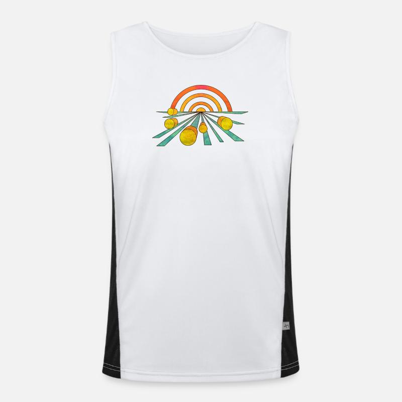 Hay landscape field illustration cool retro Men's Functional Contrast Tank Top 