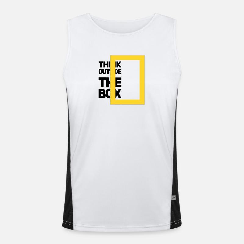 Minimalist Geometric Frame - Men's Functional Contrast Tank Top  - white/black