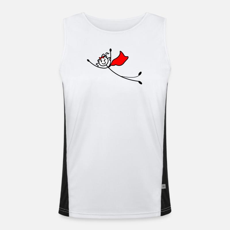 Fliegende Superfrau oder mit rotem Umhang Funktionelles Kontrast-Tank Top für Männer 