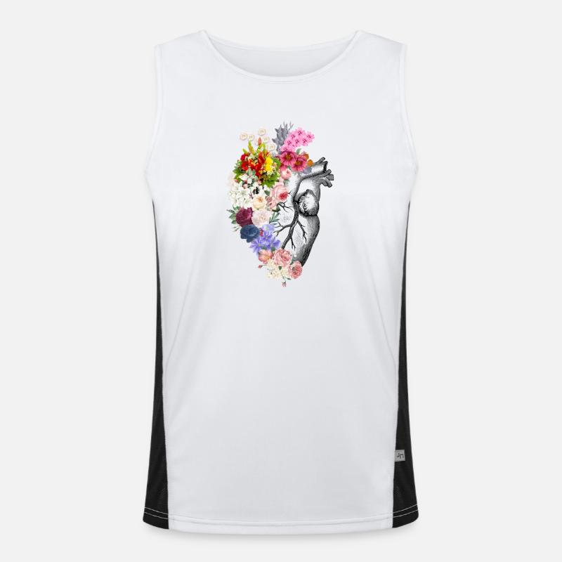 Florales anatomisches Herz Funktionelles Kontrast-Tank Top für Männer 