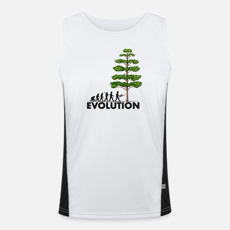 Chainsaw Evolution Gray Big Tree - Men's Functional Contrast Tank Top  - white/black