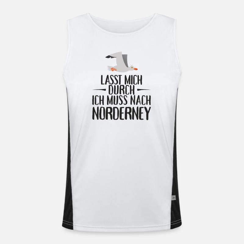 Lasst mich durch ich muss nach Norderney Möwe Funktionelles Kontrast-Tank Top für Männer 