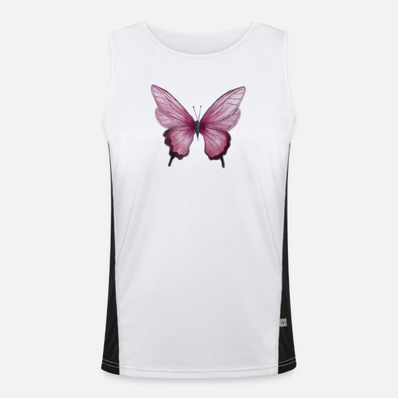 Papillon aquarelle rose tendre Débardeur respirant contrasté Homme 