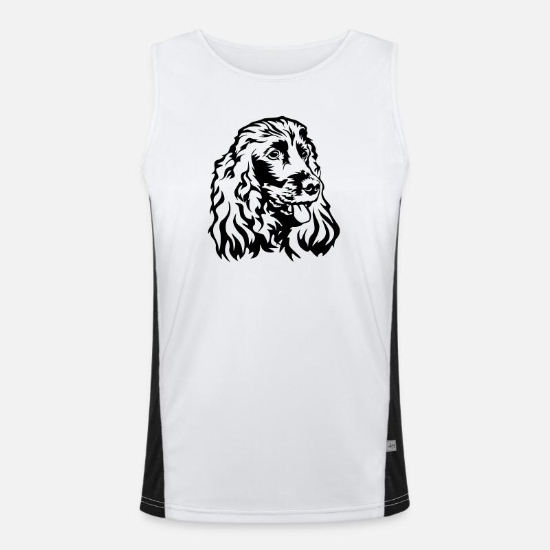 Cocker Spaniel head - Men's Functional Contrast Tank Top  - white/black