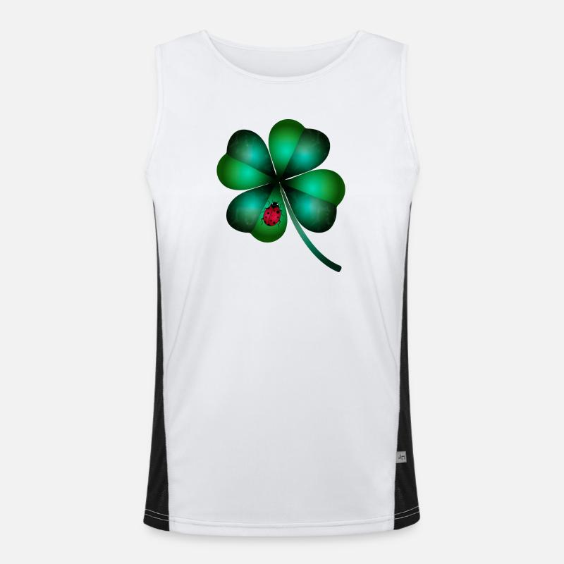 dark green four-leaf clover ladybug Men's Functional Contrast Tank Top 
