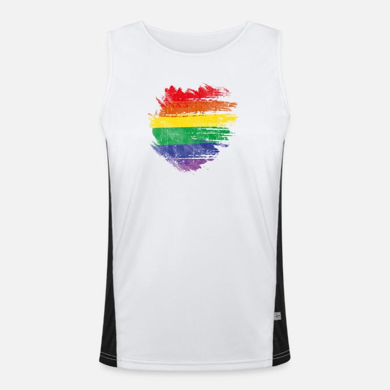 Regenbogenbürstenherz Funktionelles Kontrast-Tank Top für Männer 