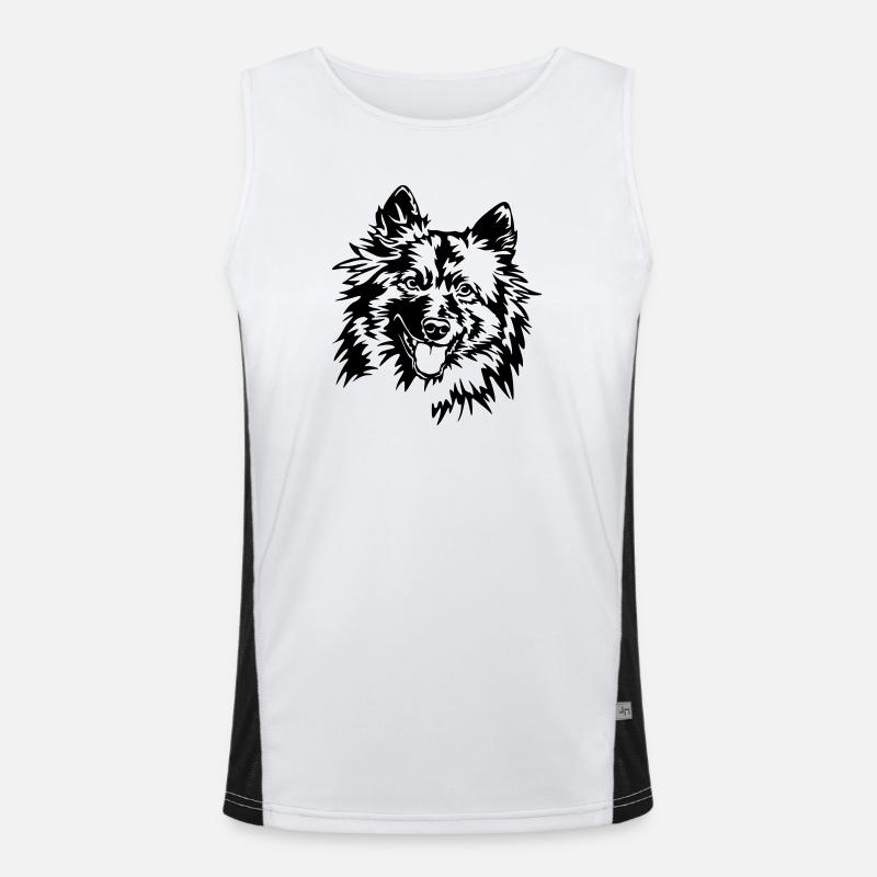 Wolfspitz Head - Men's Functional Contrast Tank Top  - white/black