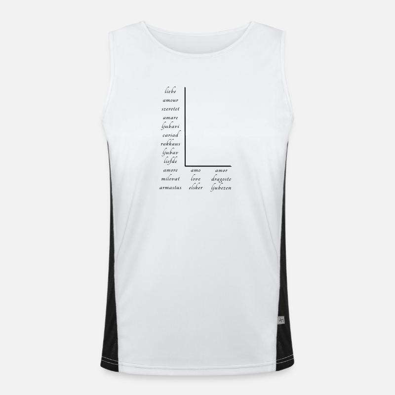 Liebe Auf Vielen Verschiedenen Sprachen Funktionelles Kontrast-Tank Top für Männer 