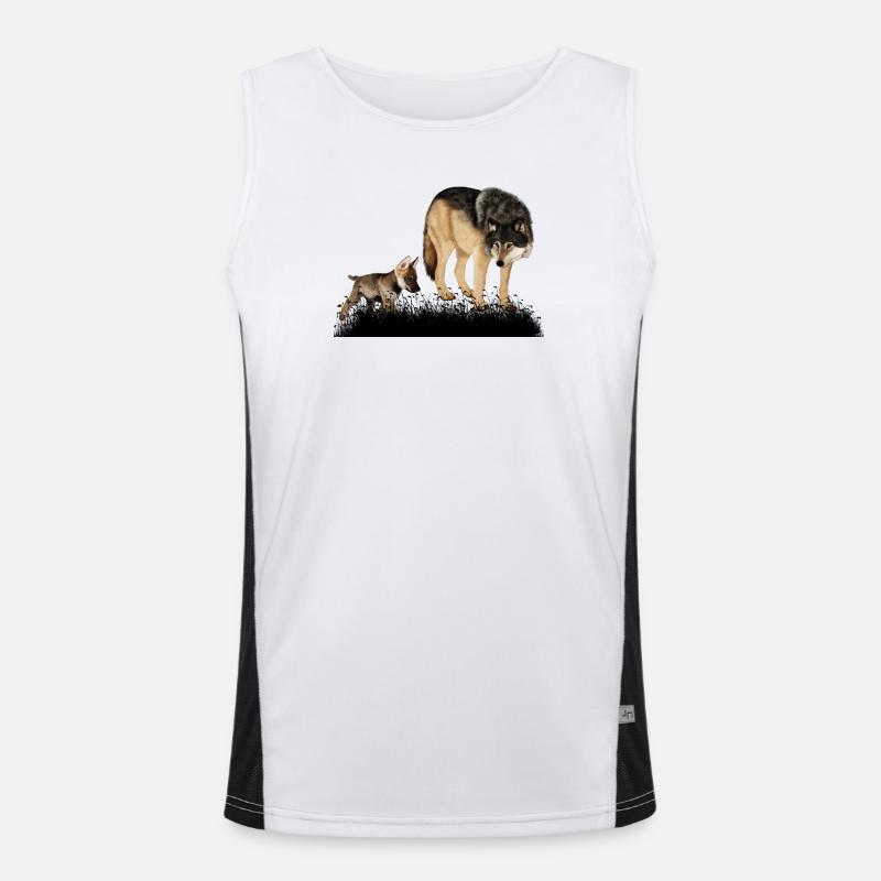 Mit dem Bär im Wald umwerfender Wolf Funktionelles Kontrast-Tank Top für Männer 