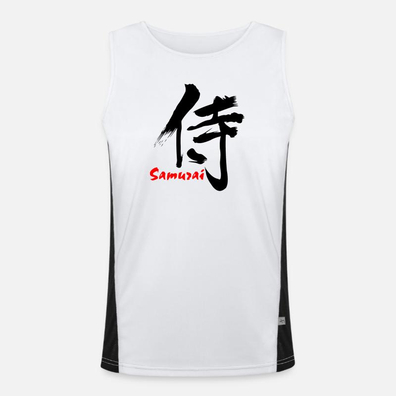 Samurai in Japanese kanji script Men's Functional Contrast Tank Top 