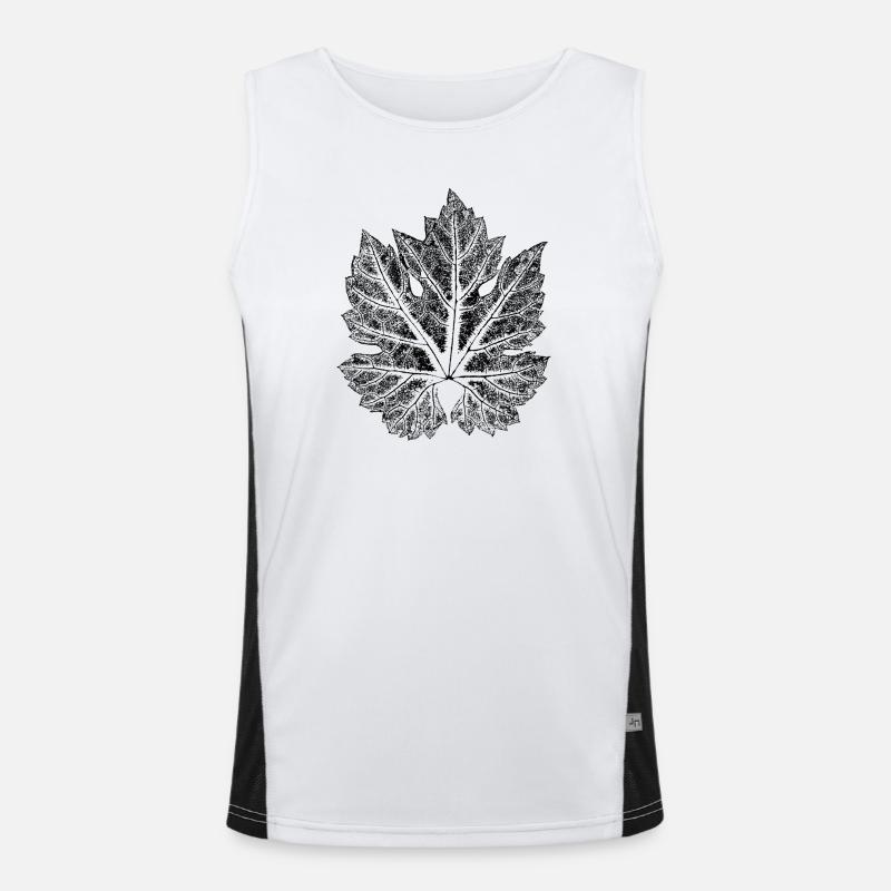 Grape leaf - leaf of wine / botanical - Men's Functional Contrast Tank Top - white/black