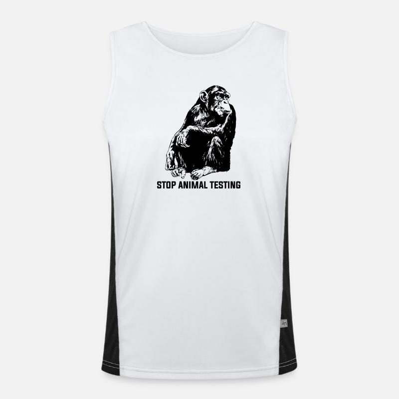 Stop Animal Testing Stops Animal Experiments - Men's Functional Contrast Tank Top  - white/black