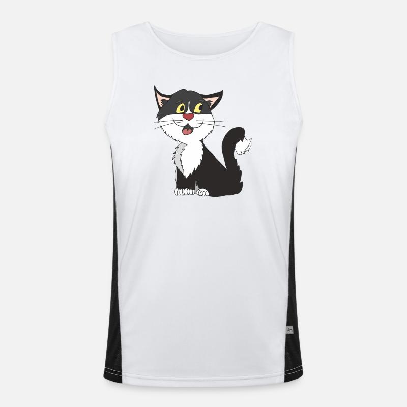 chat noir blanc Débardeur respirant contrasté Homme 