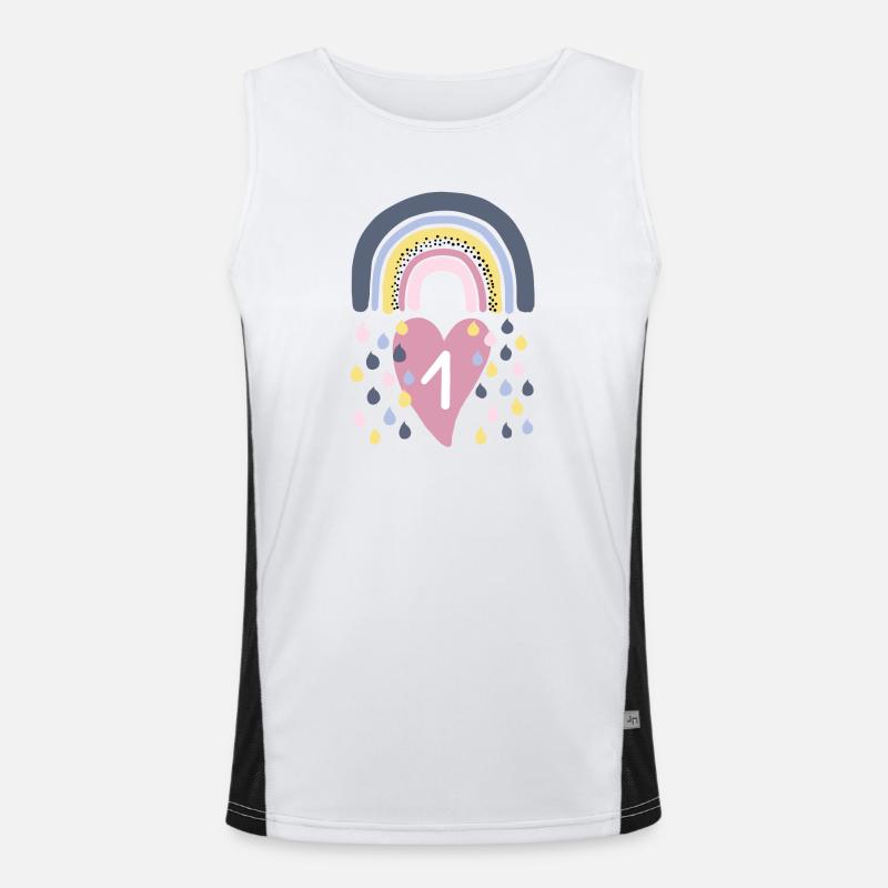 Regenbogen erster 1. Geburtstag Kinder Funktionelles Kontrast-Tank Top für Männer 