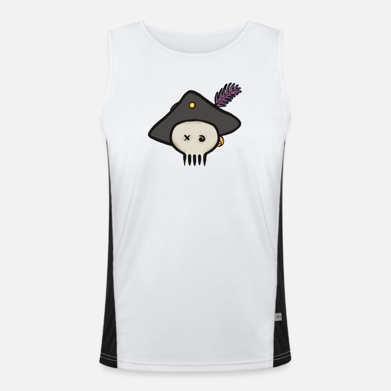 Pirate skull with feathered hat Men's Functional Contrast Tank Top 