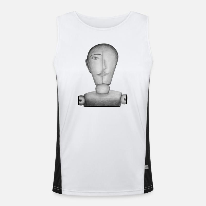 Drawing doll drawn - Men's Functional Contrast Tank Top  - white/black