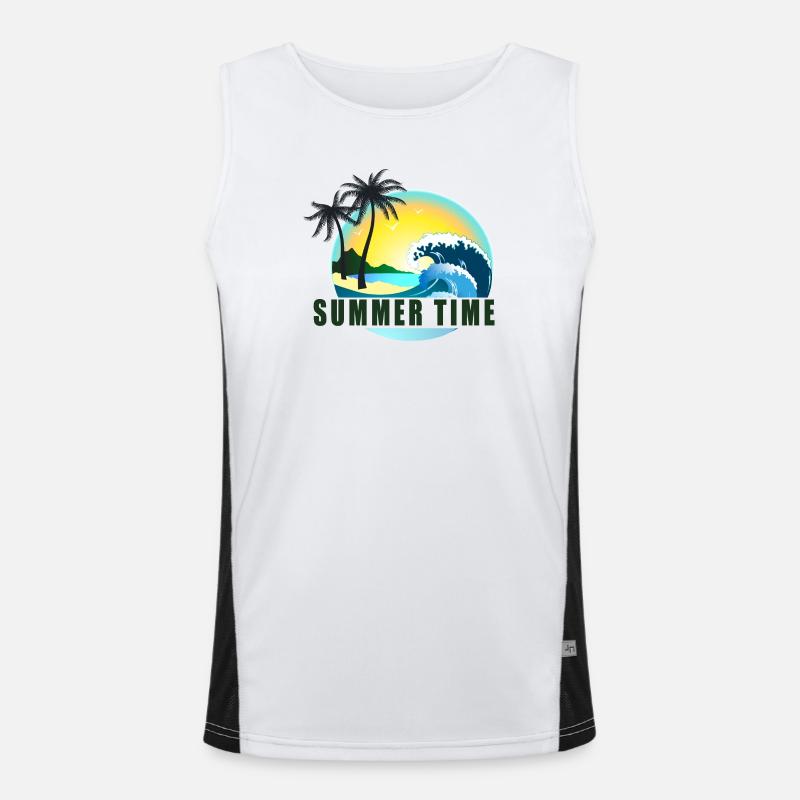 Summertime beach panorama Men's Functional Contrast Tank Top 