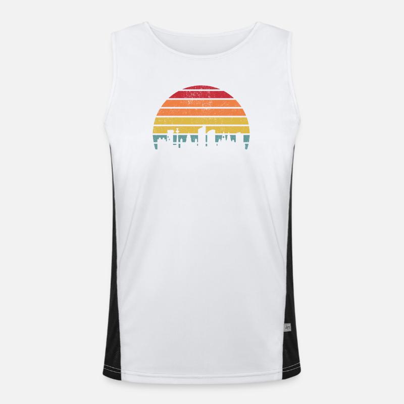 Sunset Skyline Gradient Stripes - Men's Functional Contrast Tank Top  - white/black